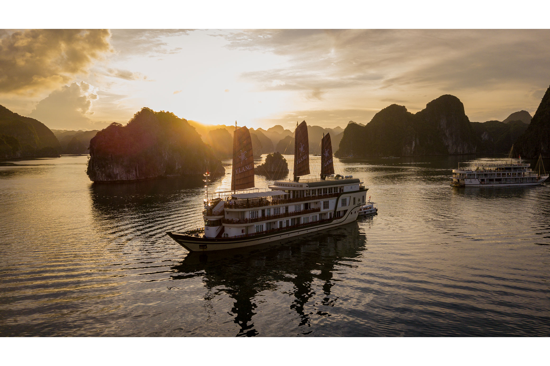 Ha Long Bay Cruise at sunset | Aerial Photography