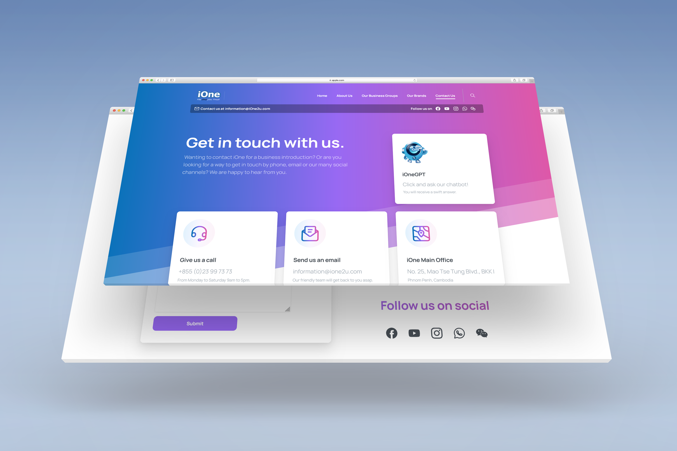 Website Designer in Cambodia | Fully-responsive web presence for iOne in Phnom Penh